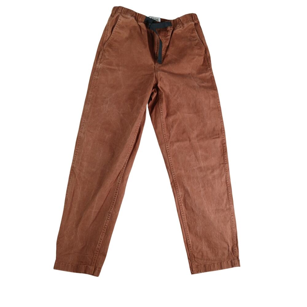 STOIC Pants Mens Small Brown Elastic Waist Belt Comfort Stretch Straight Leg